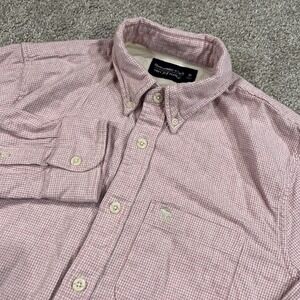 Abercrombie Fitch Flannel M Gingham Pink Soft Shirt Button Front Casual‎ Top